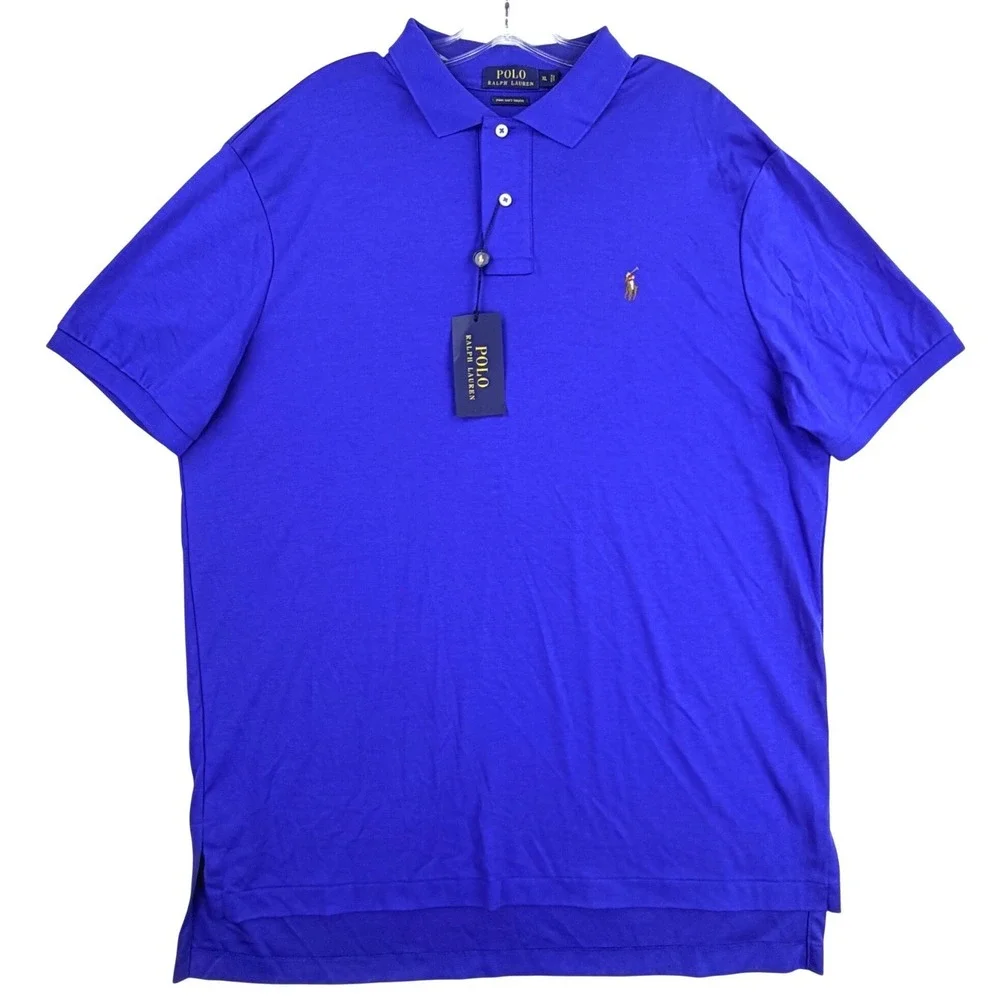 Polo Ralph Lauren Pima Soft Touch Shirt Men XL Rugby Royal Blue Flesh Pony NWT